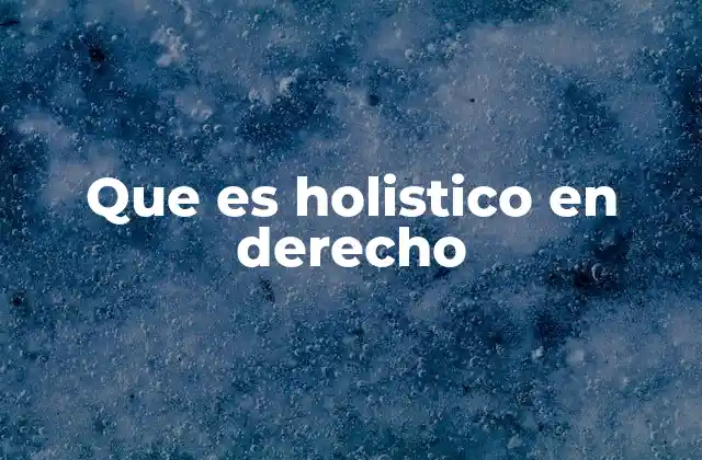 Que es Holistico en Derecho