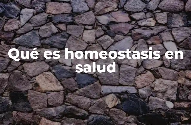 Qué es Homeostasis en Salud