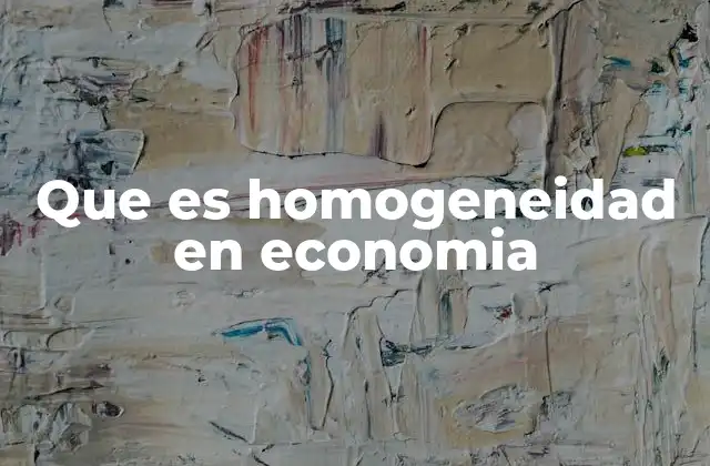 Que es Homogeneidad en Economia