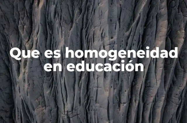 Que es Homogeneidad en Educación