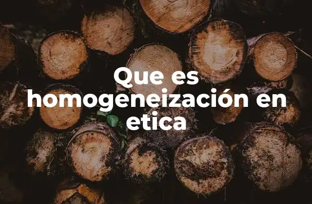 Que es Homogeneización en Etica