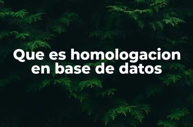 Que es Homologacion en Base de Datos