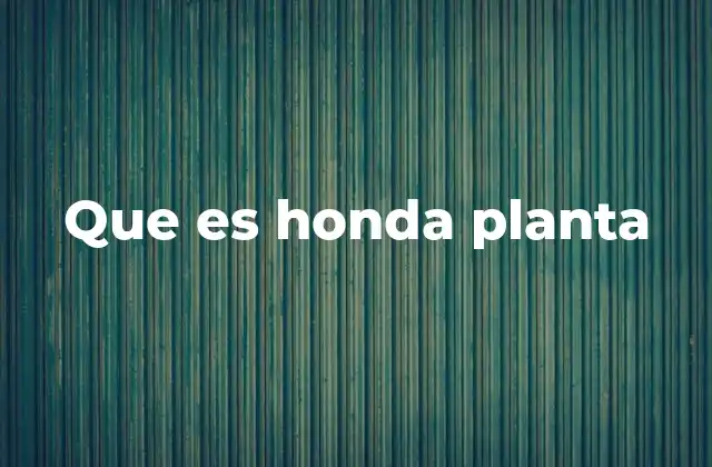 Que es Honda Planta