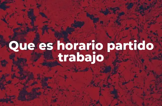 Que es Horario Partido Trabajo