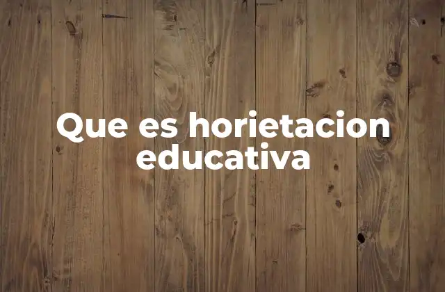 Que es Horietacion Educativa