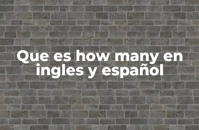 Que es How Many en Ingles y Español