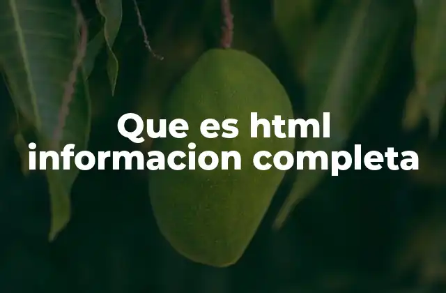 Que es Html Informacion Completa