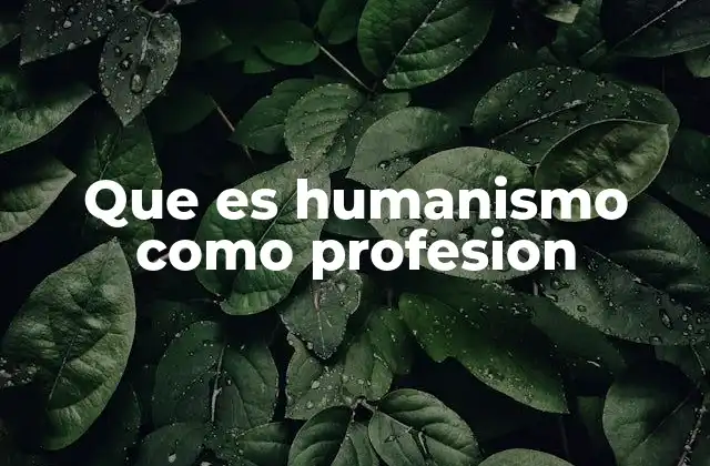 Que es Humanismo como Profesion