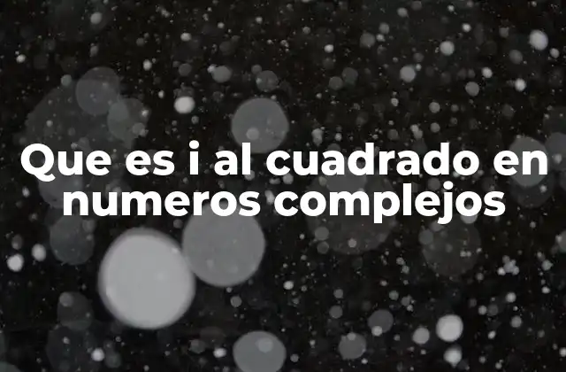 Que es I Al Cuadrado en Numeros Complejos