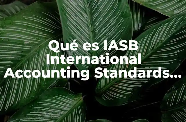 Qué es Iasb International Accounting Standards Board