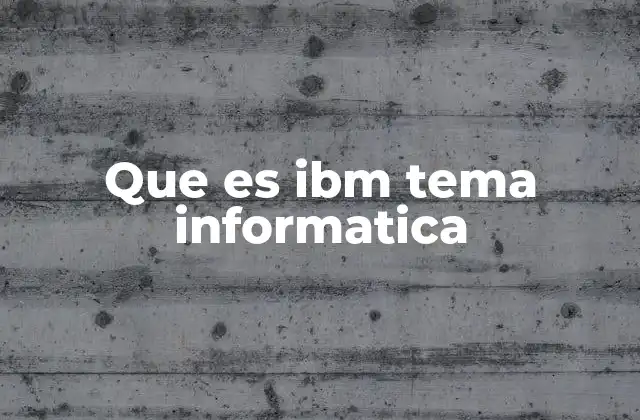 Que es Ibm Tema Informatica