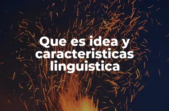 Que es Idea y Caracteristicas Linguistica