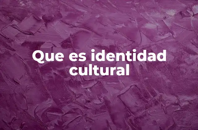 Que es Identidad Cultural