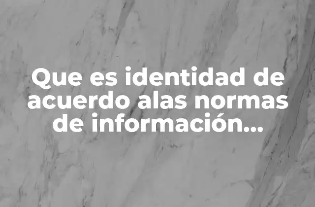 Que es Identidad de Acuerdo Alas Normas de Información Financiera