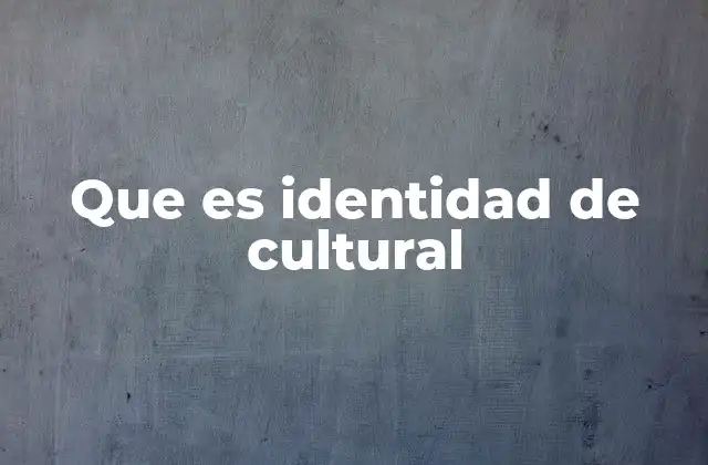 Que es Identidad de Cultural