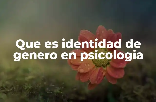 Que es Identidad de Genero en Psicologia
