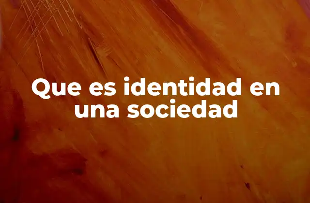 Que es Identidad en una Sociedad