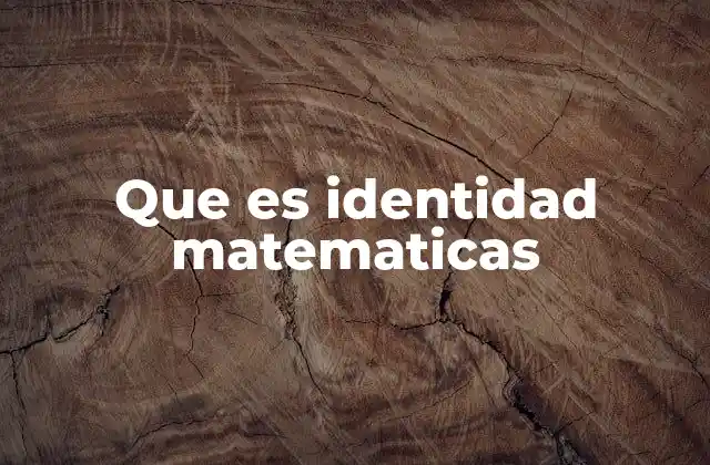 Que es Identidad Matematicas