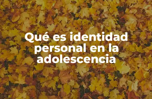 Qué es Identidad Personal en la Adolescencia