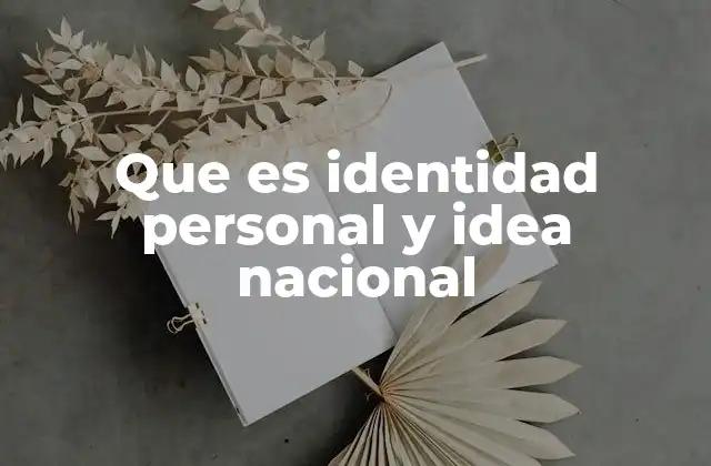 Que es Identidad Personal y Idea Nacional