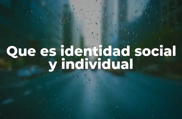 Que es Identidad Social y Individual