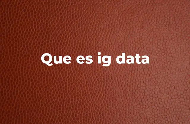 Que es Ig Data