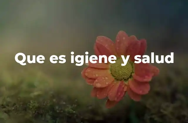 Que es Igiene y Salud