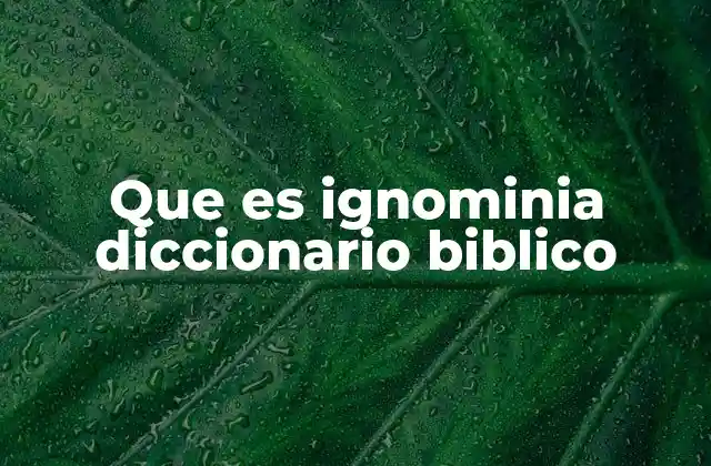 Que es Ignominia Diccionario Biblico