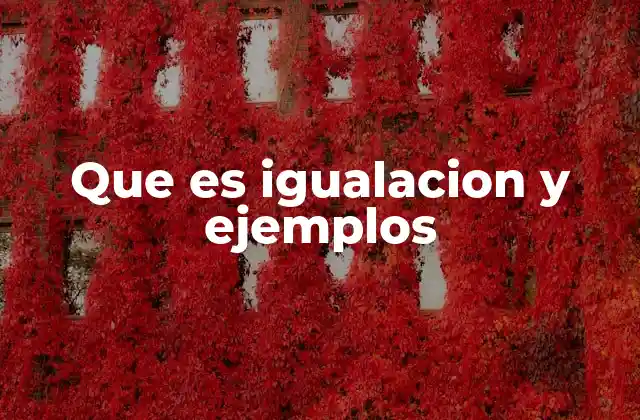 Que es Igualacion y Ejemplos