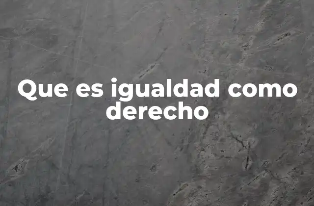 Que es Igualdad como Derecho