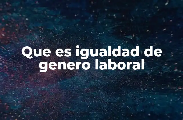 Que es Igualdad de Genero Laboral