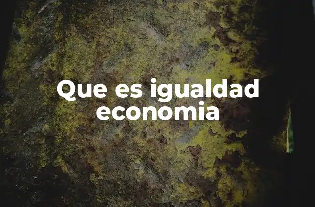 Que es Igualdad Economia