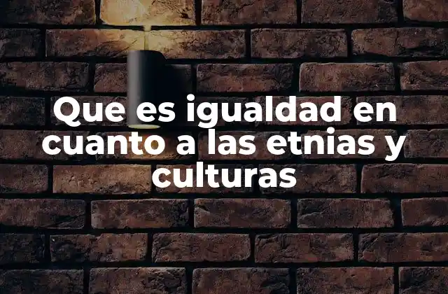 Que es Igualdad en Cuanto a las Etnias y Culturas