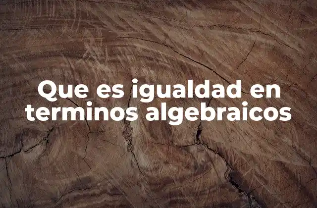 Que es Igualdad en Terminos Algebraicos