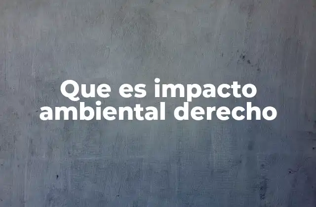 Que es Impacto Ambiental Derecho