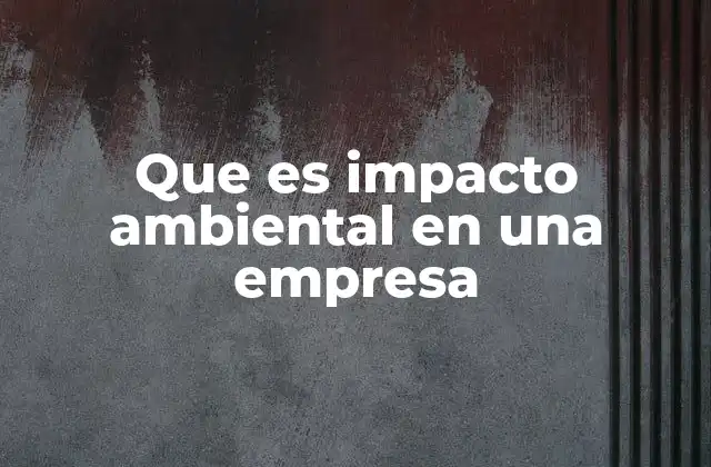 Que es Impacto Ambiental en una Empresa