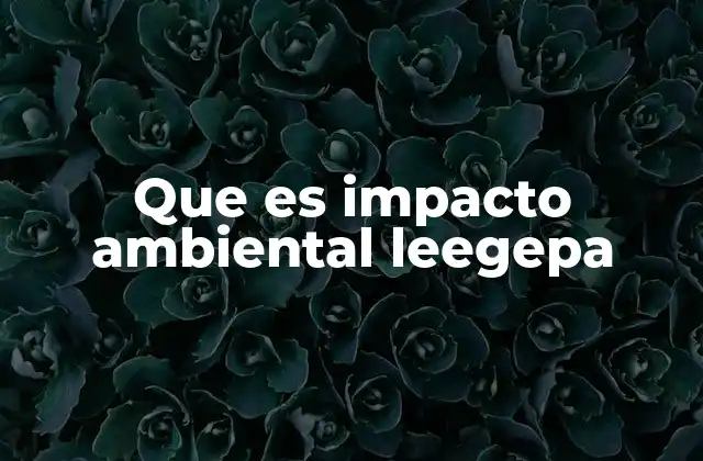 Que es Impacto Ambiental Leegepa