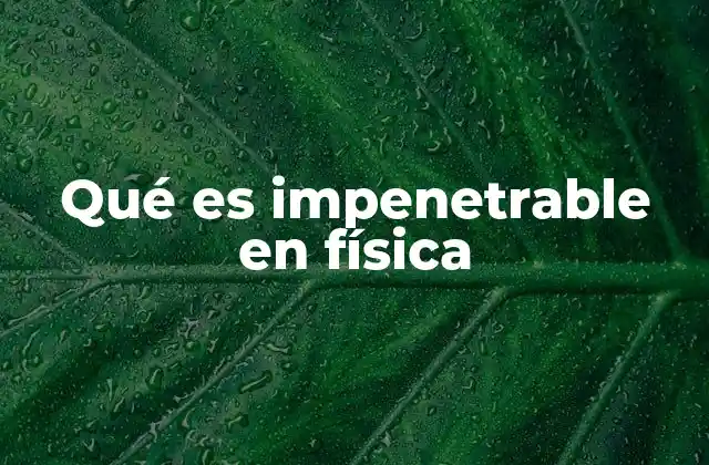 Qué es Impenetrable en Física