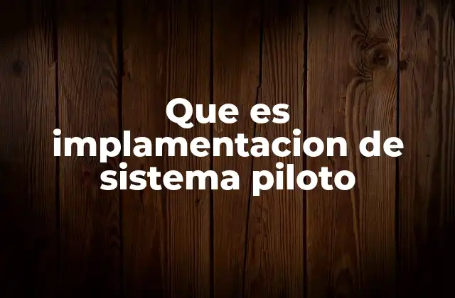 Que es Implamentacion de Sistema Piloto