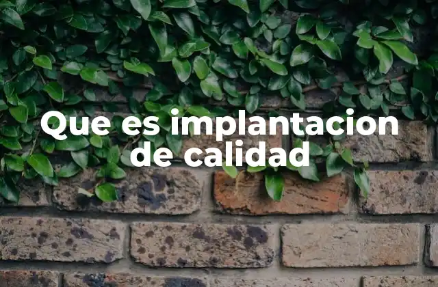 Que es Implantacion de Calidad