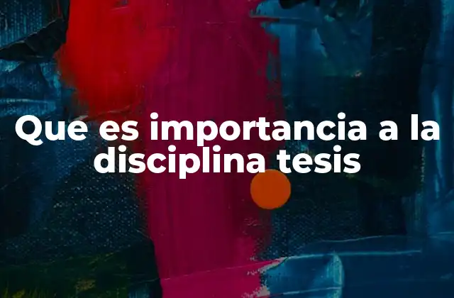 Que es Importancia a la Disciplina Tesis