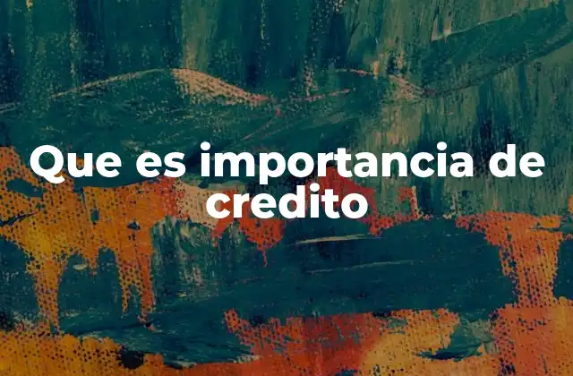 Que es Importancia de Credito