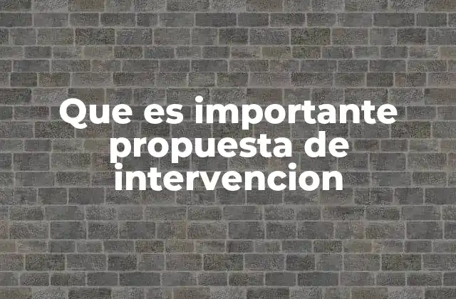 Que es Importante Propuesta de Intervencion