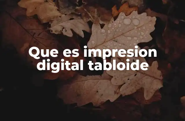 Que es Impresion Digital Tabloide