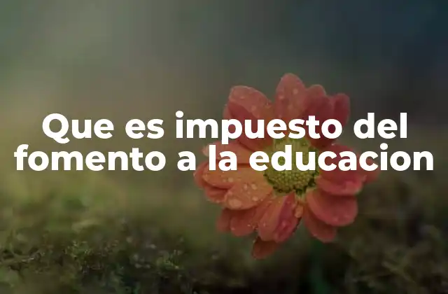 Que es Impuesto Del Fomento a la Educacion