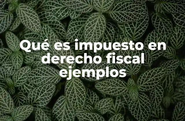 Qué es Impuesto en Derecho Fiscal Ejemplos