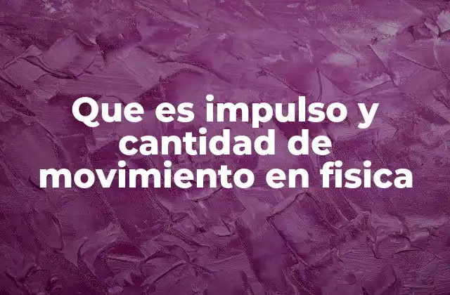Que es Impulso y Cantidad de Movimiento en Fisica