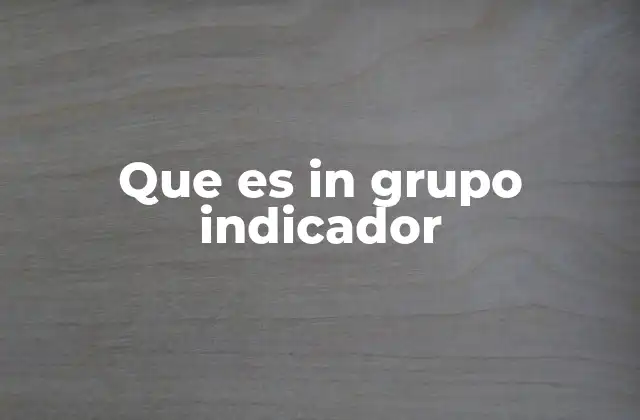 Que es In Grupo Indicador
