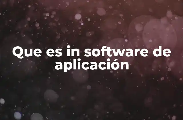 Que es In Software de Aplicación