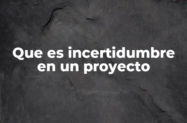 Que es Incertidumbre en un Proyecto
